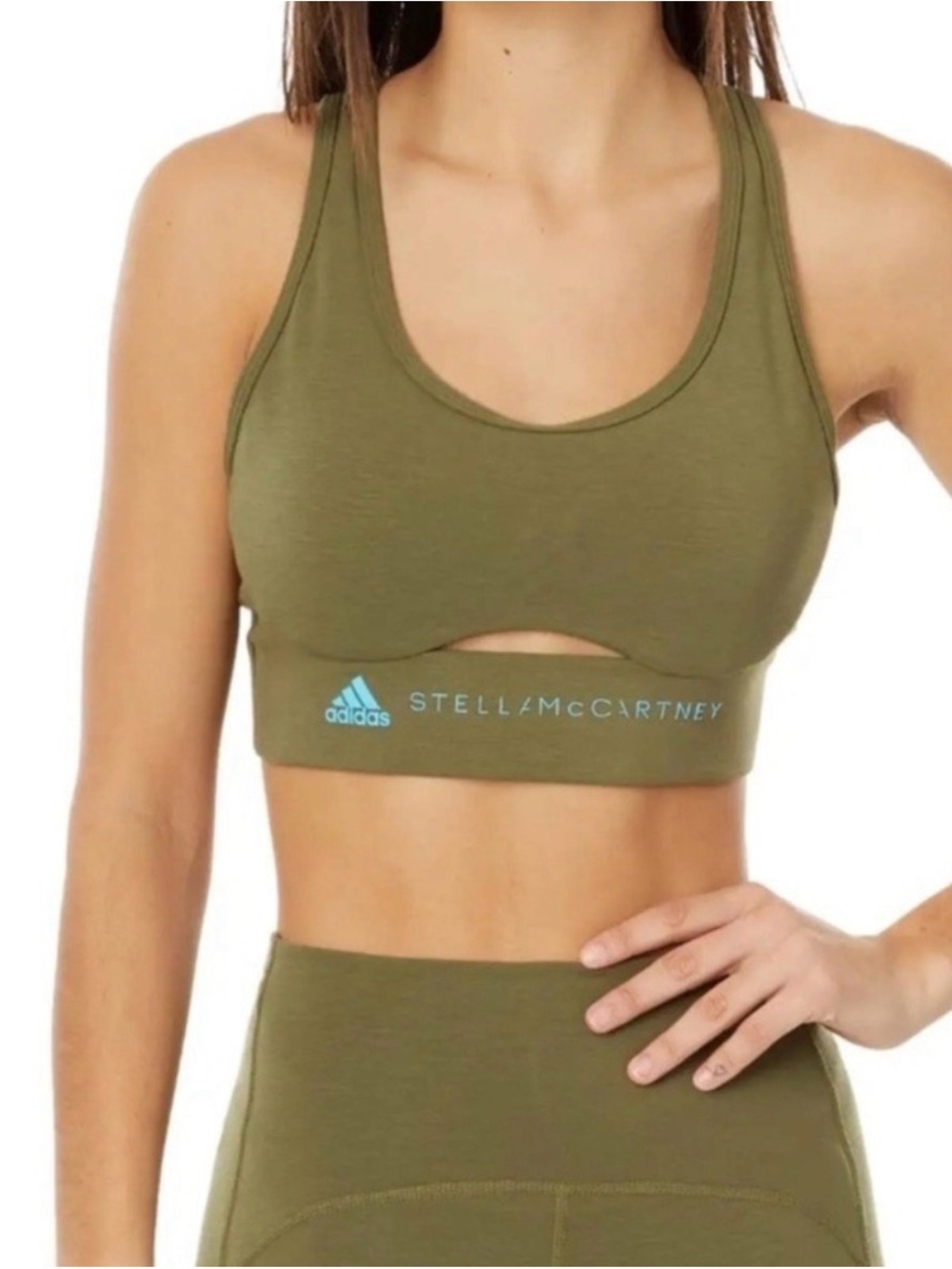 Adidas by Stella McCartney Olive Green Cutout Sports Bra
